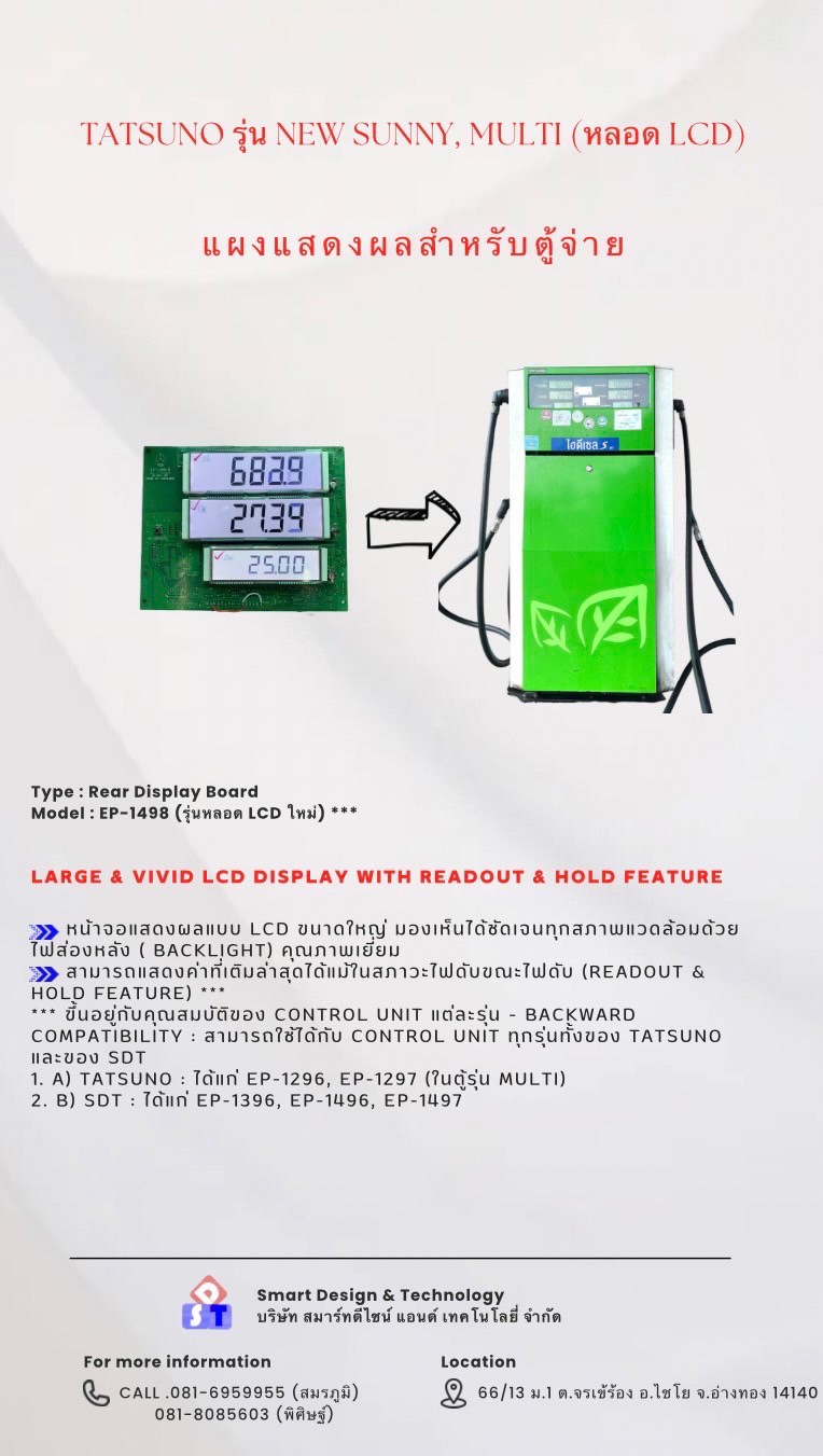 แผงแสดงผลสำหรับตู้จ่าย New Sunny Multi (หลอด  LCD)